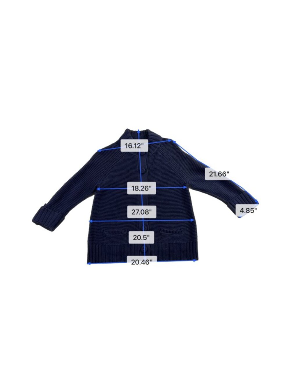 Chicos Womens Navy Cotton Button-Front Knit Cardigan Sweater Size 2 - Picture 9 of 9